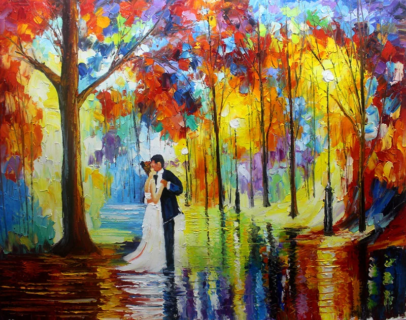 Handmade Masterpieces Reproduction Afremov Canvas Oil Paintings for Wall Decor