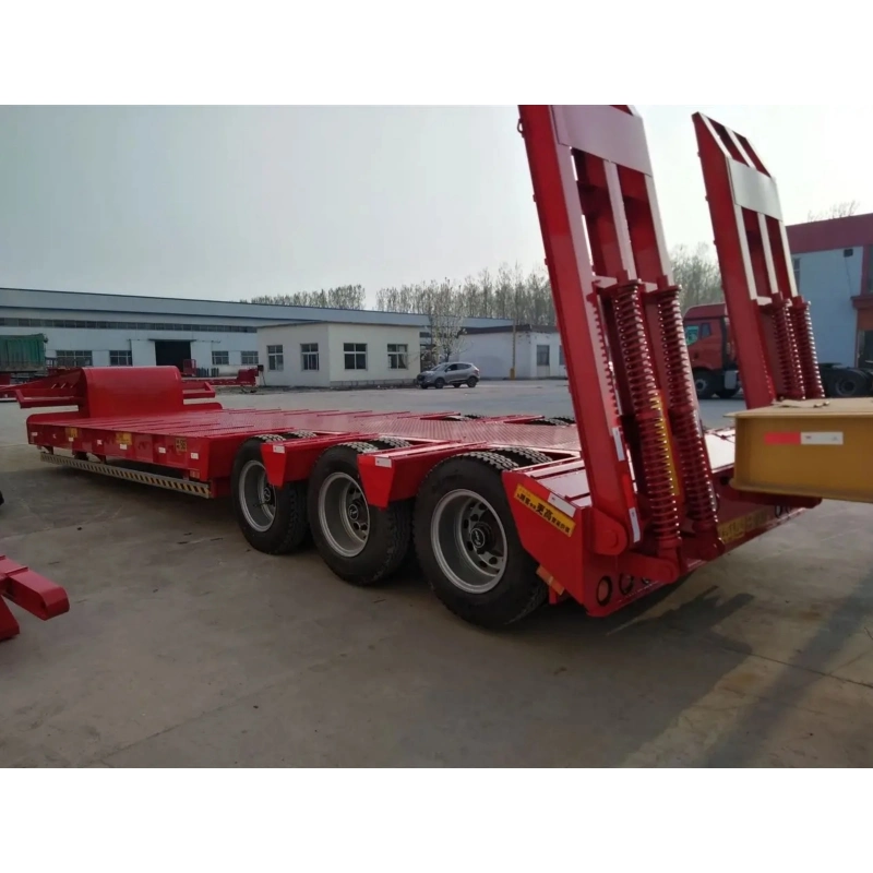 Transport Low Bed Trailer Low Loader 3 Axle 60/70/80 Tons Lowbed Truck Semi Trailer