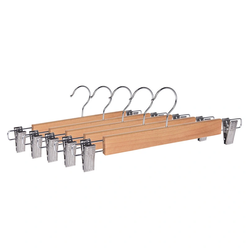 Rack de lessive de haute qualité Clip métallique Hanger vêtements bon marché de cintres en bois avec des clips