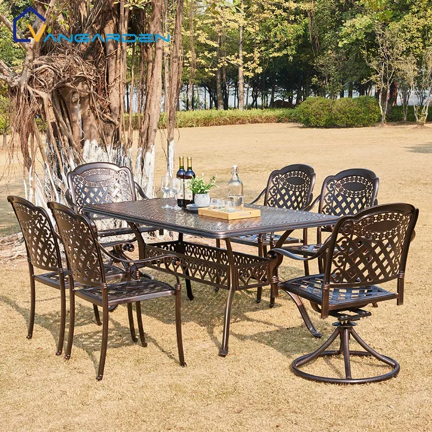 Swivel Chair Outdoor furniture Cast Aluminum Garden Restaurant Dining Set