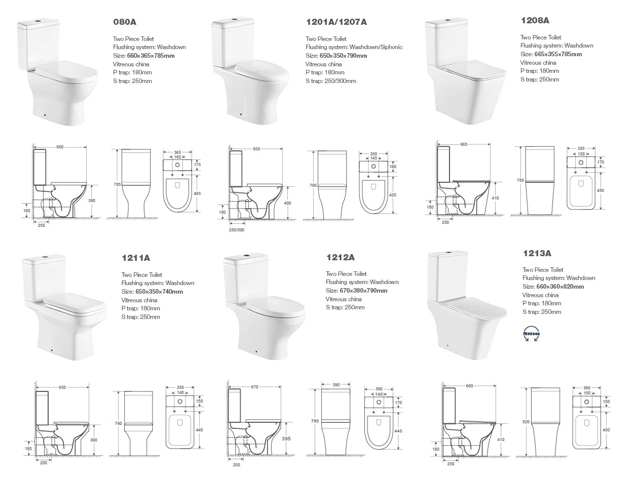 1221A White Close Coupled Toilet, Water Closet, Two Piece Toilet