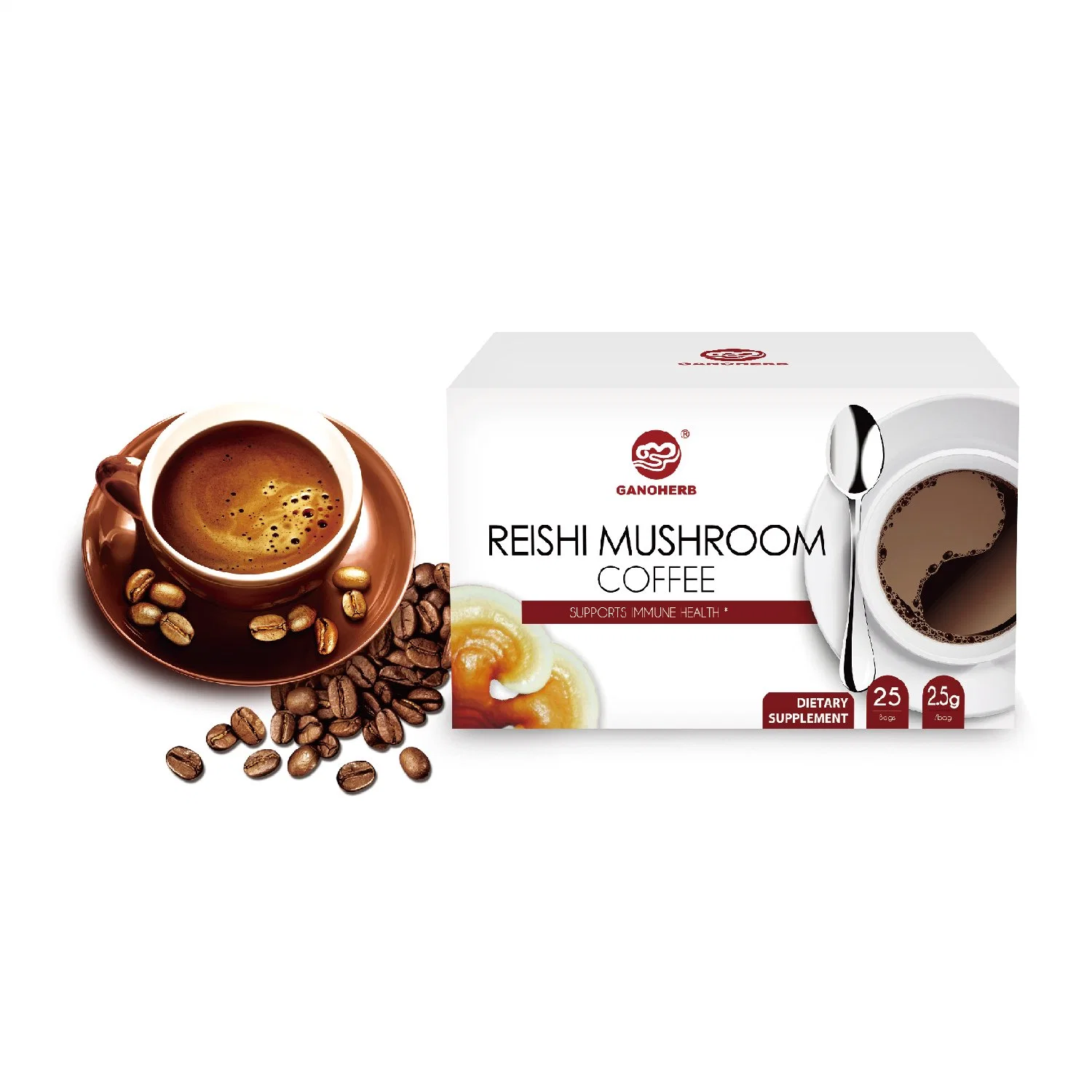 Hongo Ganoderma el café instantáneo café negro con extracto de Reishi