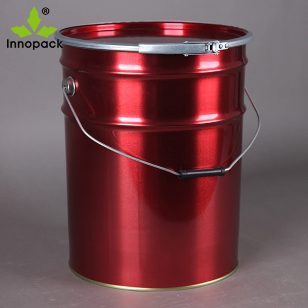 5 Gallon Metal Tin Bucket with Lever Lock Ring Cover/Lid for Chemicals