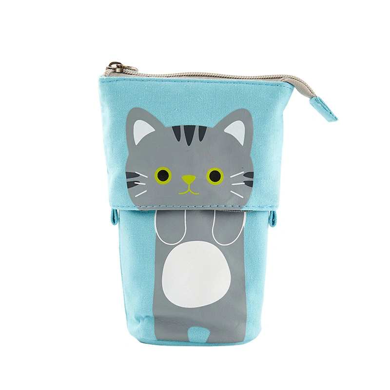 Hot Selling Cute Cat Minimalist Multifunctional Variable Canvas Pencil Case