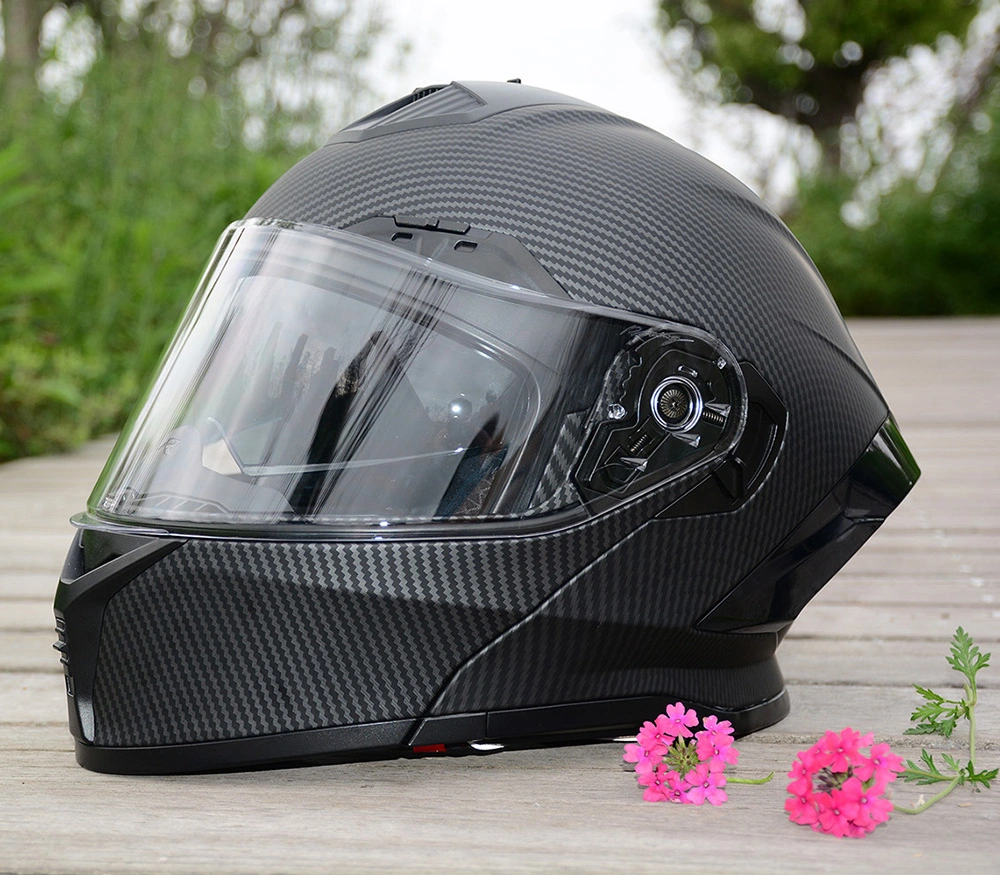 Carbon Fiber Motorcycle Helmet Modular Flip up Full Face with Dual Visor