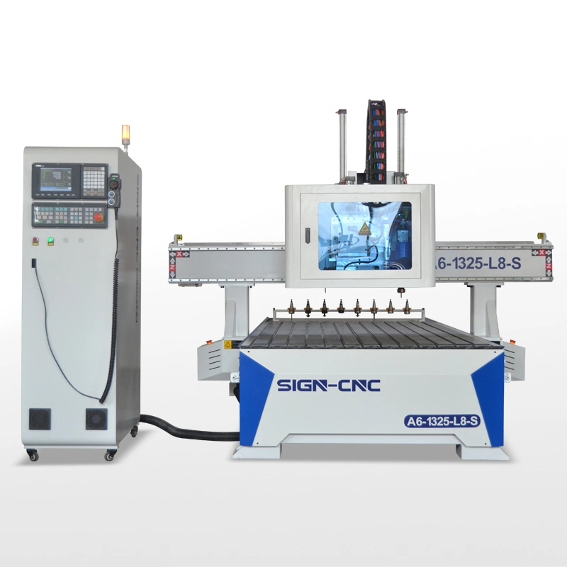 1325 Máquina CNC de Roteador de Madeira Hot Sale de sinal A6-1325-L8-S. Máquina CNC com Serra de direção automática Máquina de Corte de madeira