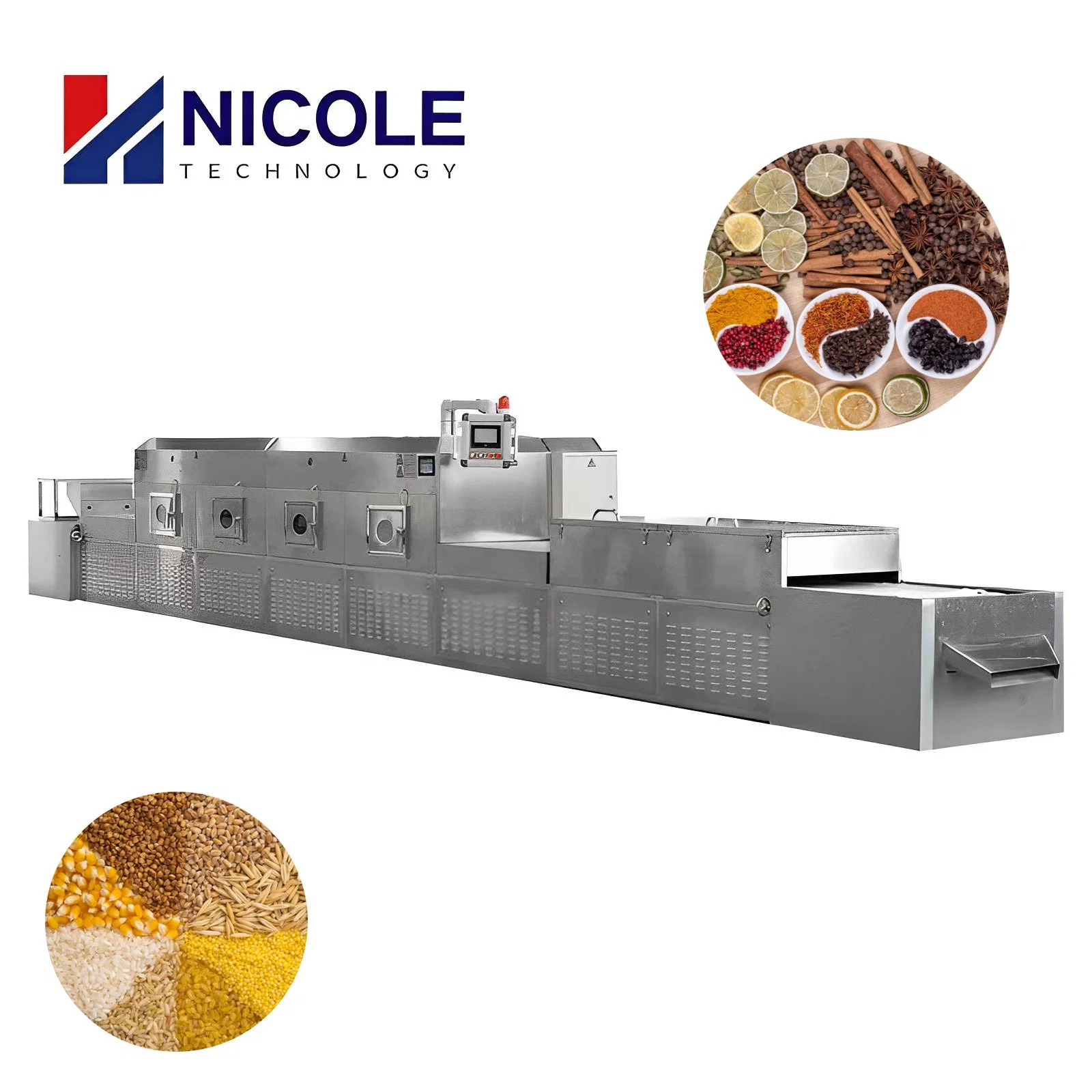 Industrial Stainless Steel Microwave Continuous Food Tunnel Belt Drying Machine