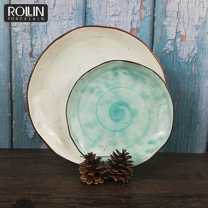 New Style Color Round Flat Plate Glaze Dinner Plate for Wedding&Banquet