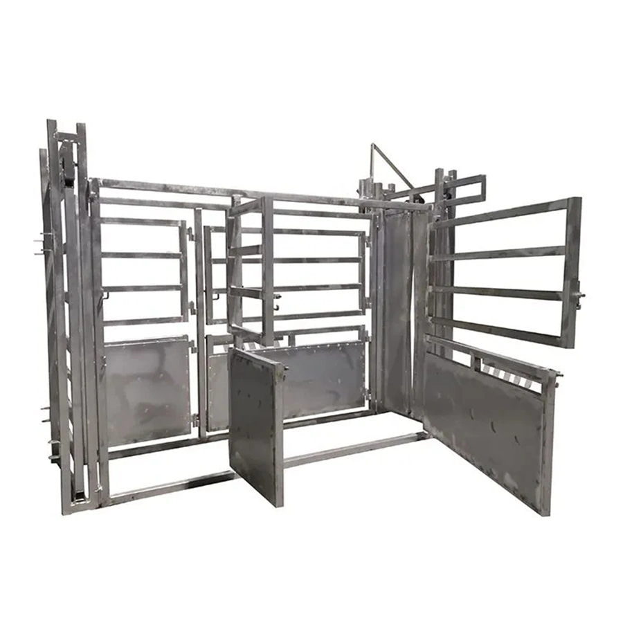 Panel de ganado galvanizado aplastar Crush Equipo de manipulación de ganado con pesaje Sistema