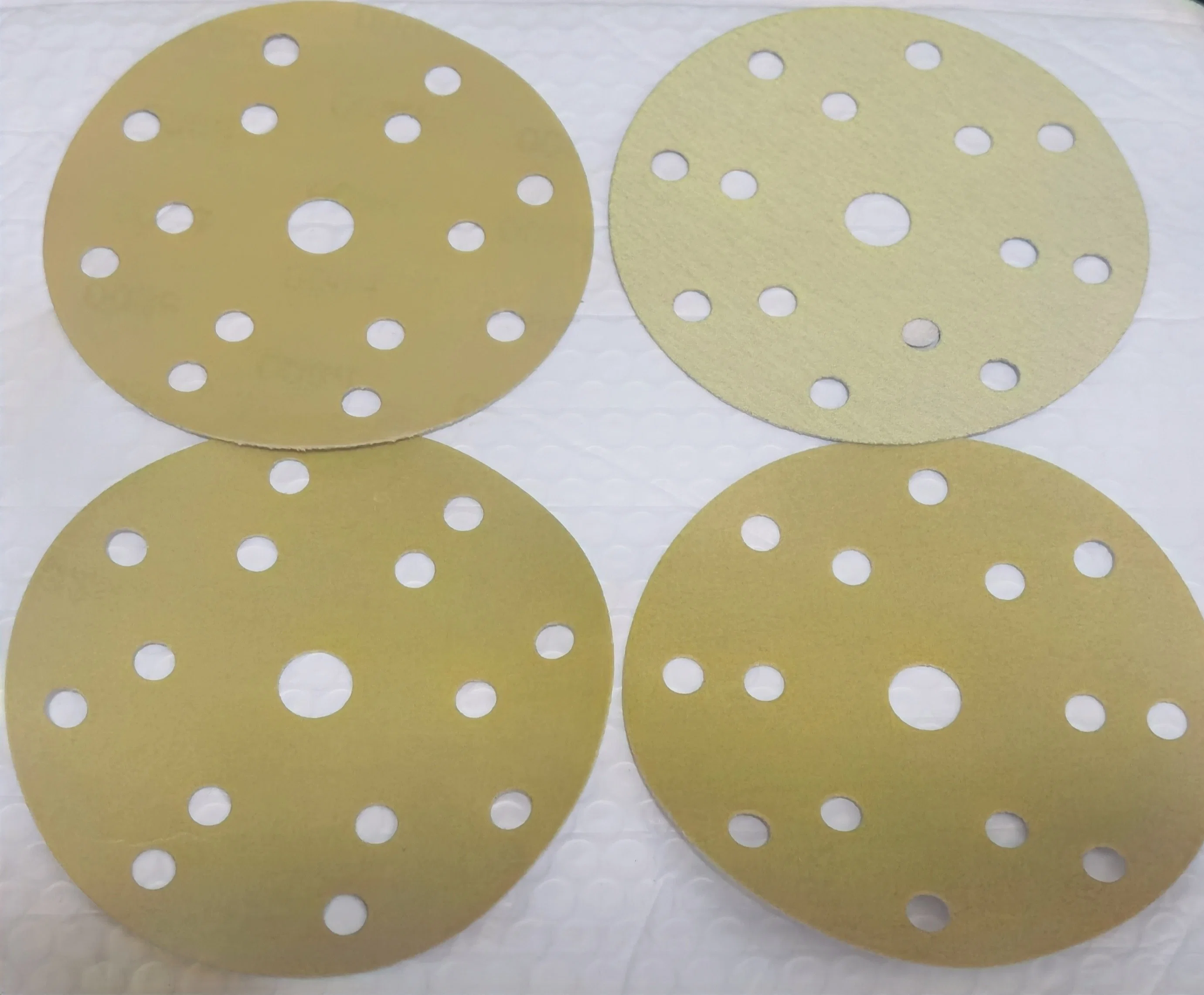 De oro de 150 mm de óxido de aluminio papel de lija Velcro Disc-Sanding Disco para automóvil
