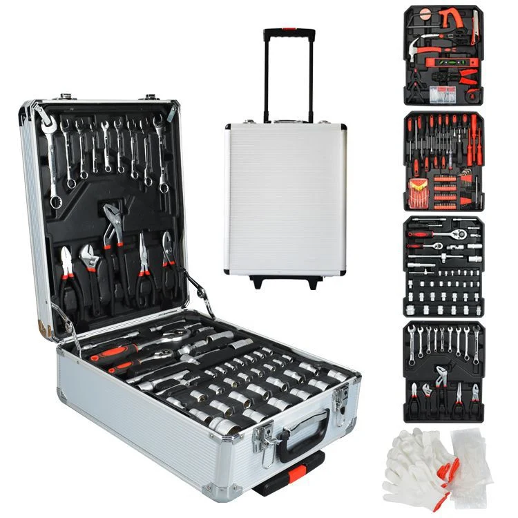 Fábrica de Zhejiang 499PCS combinação de hardware portátil com kit de ferramentas de alumínio Conjunto de ferramentas para reparação e manutenção automáticas