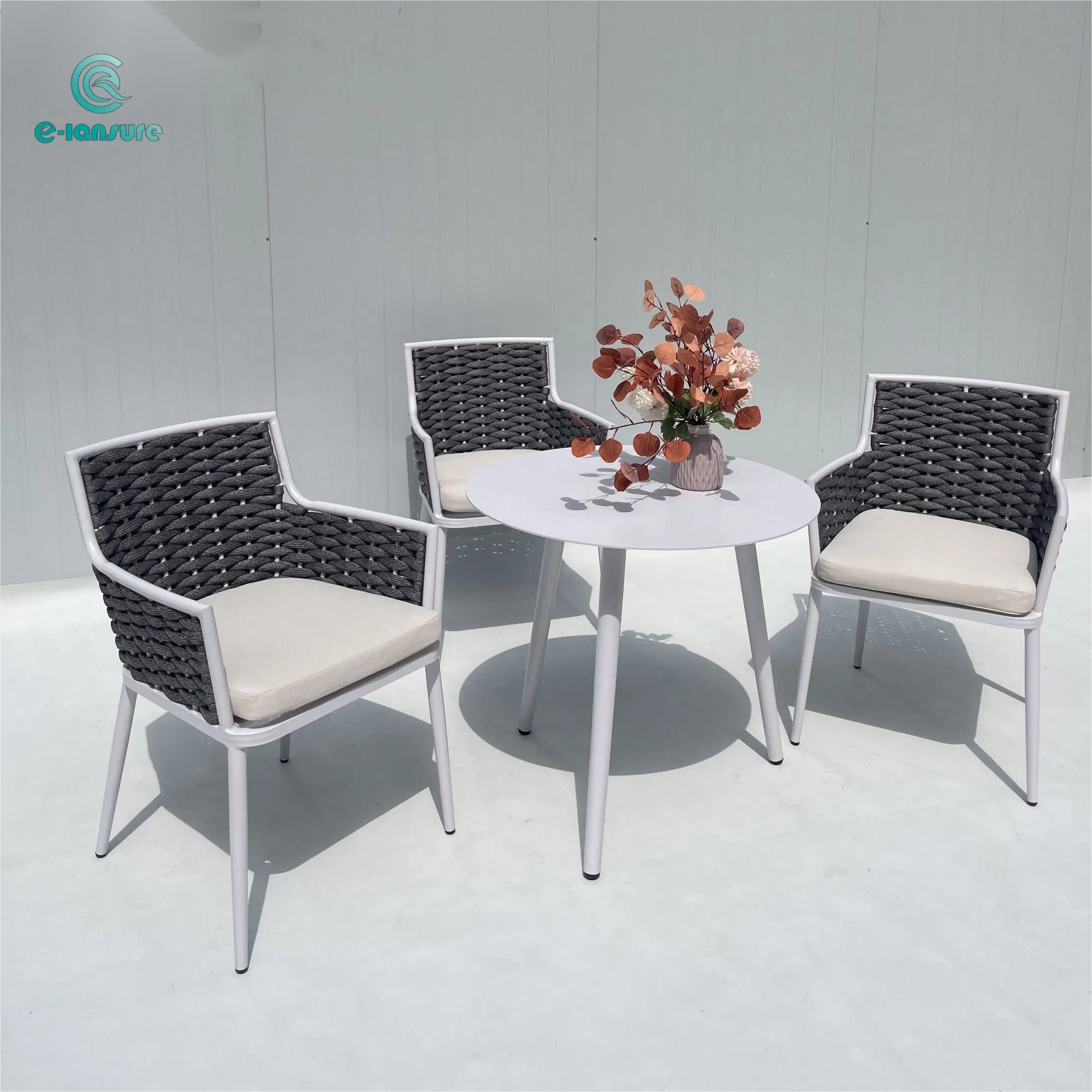 Hot Sale Home Furniture Series Modern Luxury Garden Braided Dining Table and Chair Set