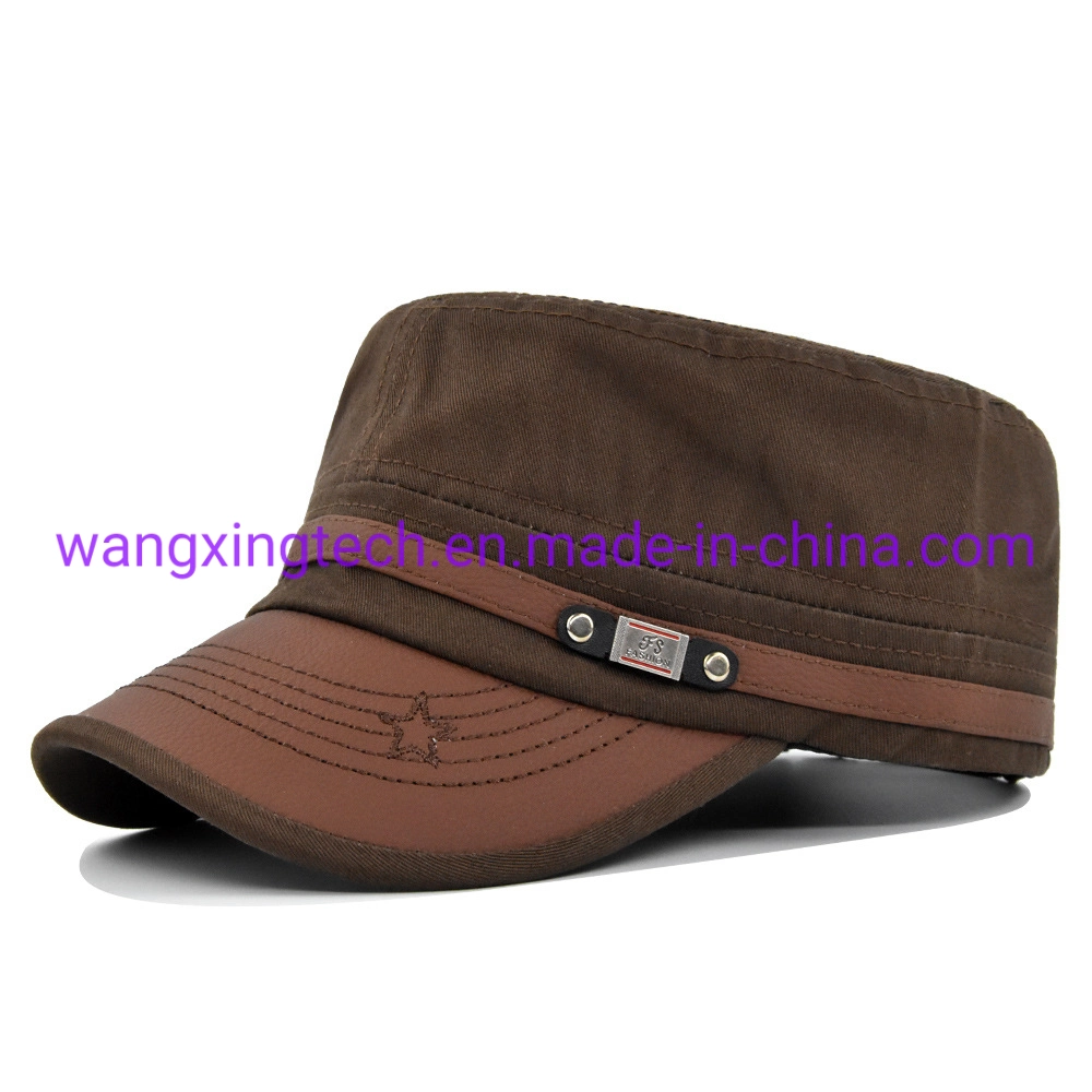 Cuero Mayorista/Proveedor Brim sombrero plano de la sombrilla bordada Gorra sombrero etiqueta de metal de la moda de Hombre Mujer