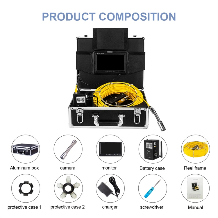 Factory Logo Design Custom Cable Length Borehole 100 Meters Remote Control Sewer Pipe Inspection Camera Sewer Drain