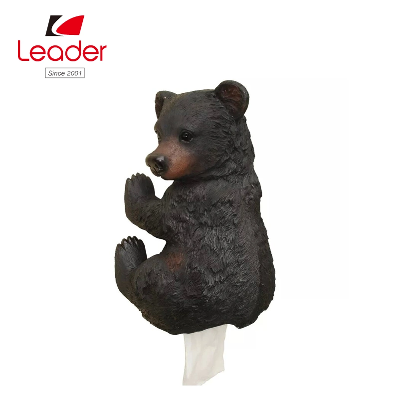 Resin Bear Figurine Tissue Holder for Bathroom Home Decoration Paper Facial Tissue Dispenser Funny Gift
