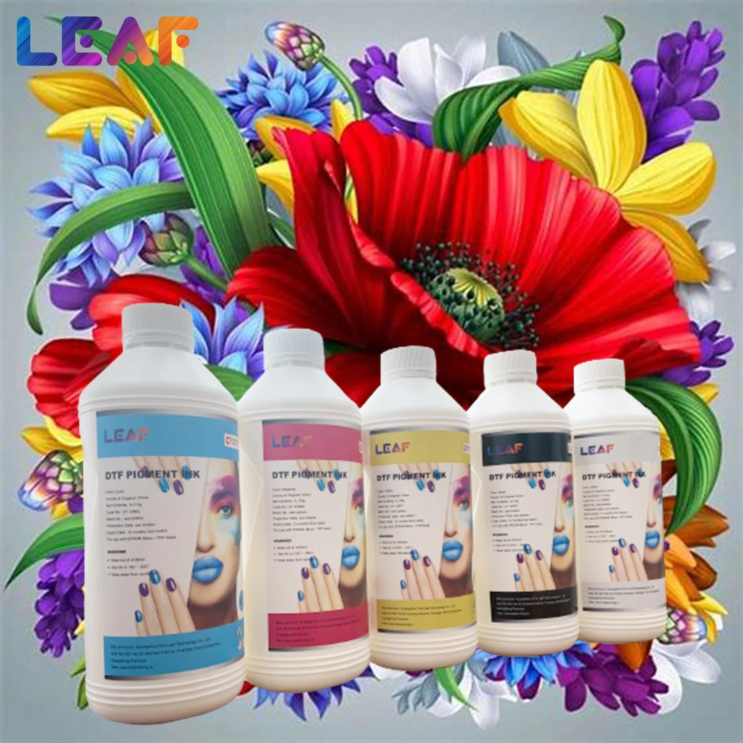 Leaf Premium Textile Pigment Dtf Film Ink Color Kit White Ink for 4720 I3200 Glow Printer Dtf Transfer