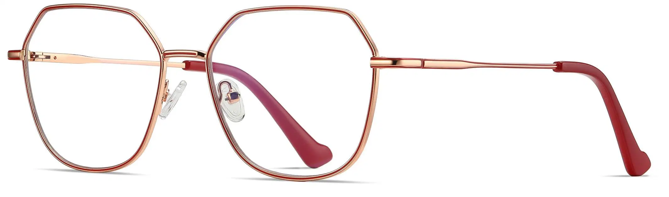 Geometric Sqaure Shape Gloss Rose Gold Silver and Gold Color Frame Screen Reading Function Metal Women Optical Frames