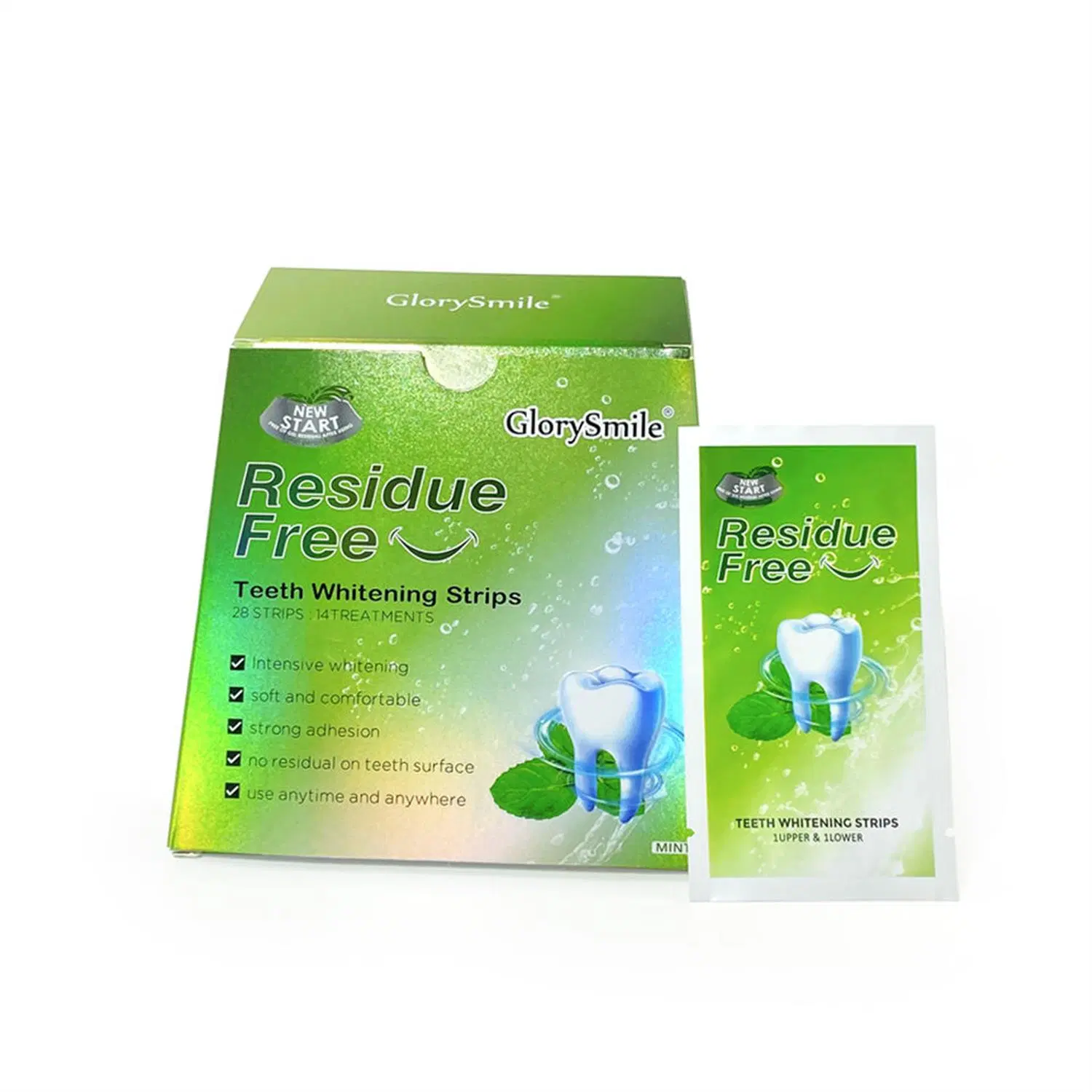 Glorysmile Teeth Whitening 6% Peroxide Mint Flavor Dental Bleaching Customized Teeth Whitening Strips