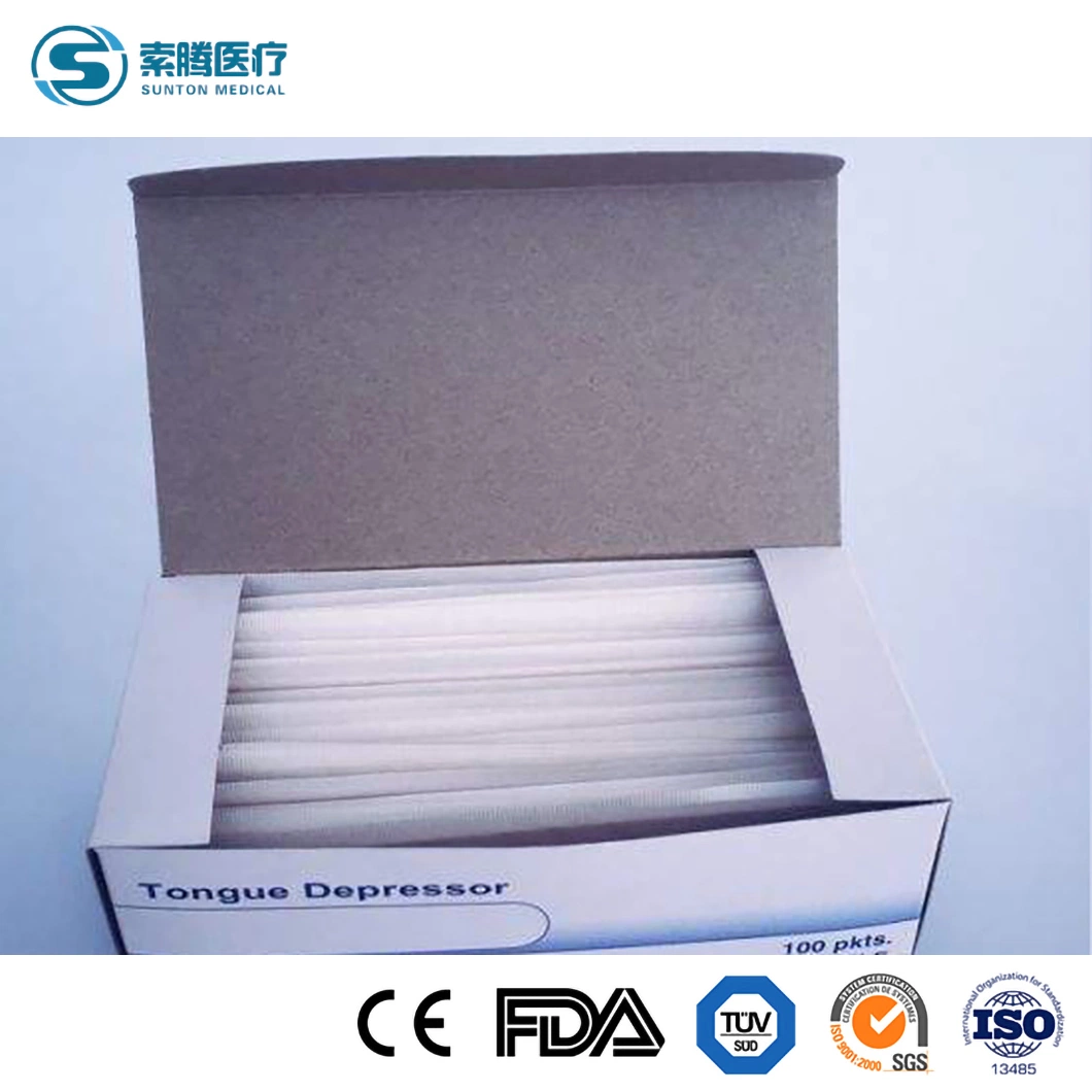 Sunton Cheap Wooden Tongue Depressor Top Sell Tongue Depressor China 100PCS/Box Packing Tounge Depressor Supplier OEM Customized Colored Tongue Depressors