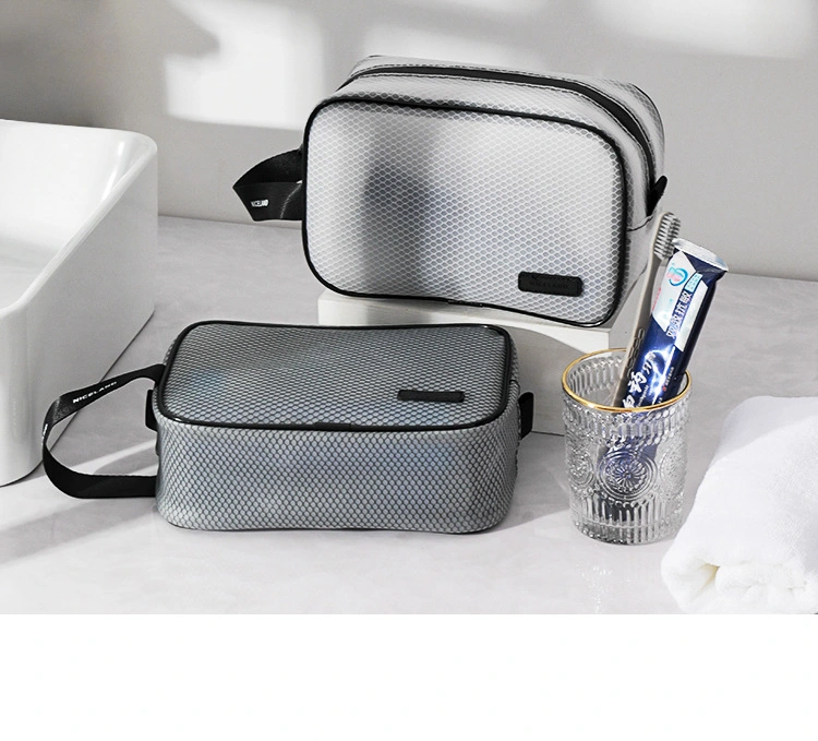 Custom Promotional Gift Transparent PVC Waterproof Toiletry Bag Hanging Travel Storage Cosmetic Makeup Zip Pouch Bag