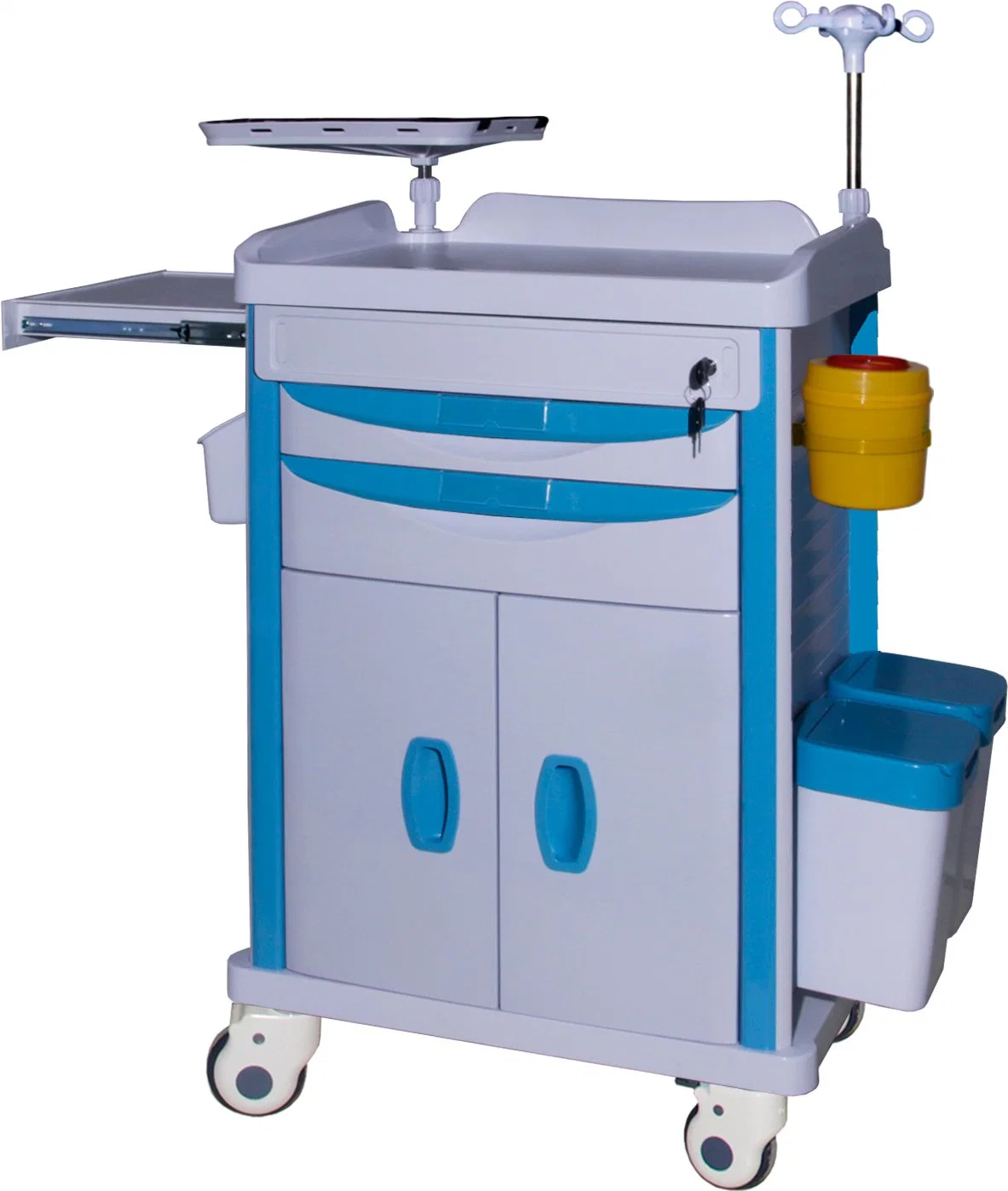 Hospital Instrument Carts Medical Crash Cart ABS Plastic Anesthesia Trolley with Drawers