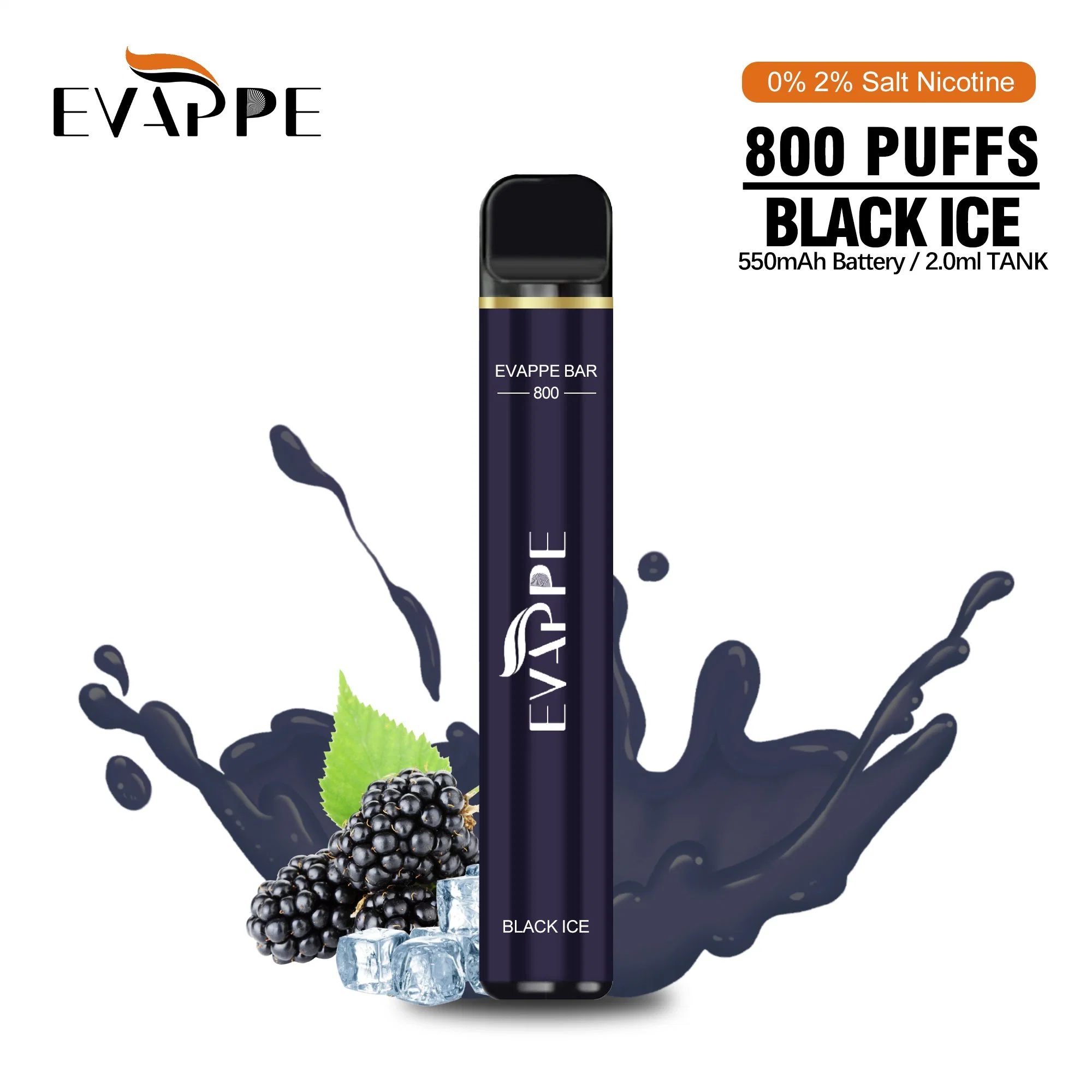 Barre d'Evape Vapes Hot vendre 800 bouffées Vape e-cigarette jetable Pen narguilé