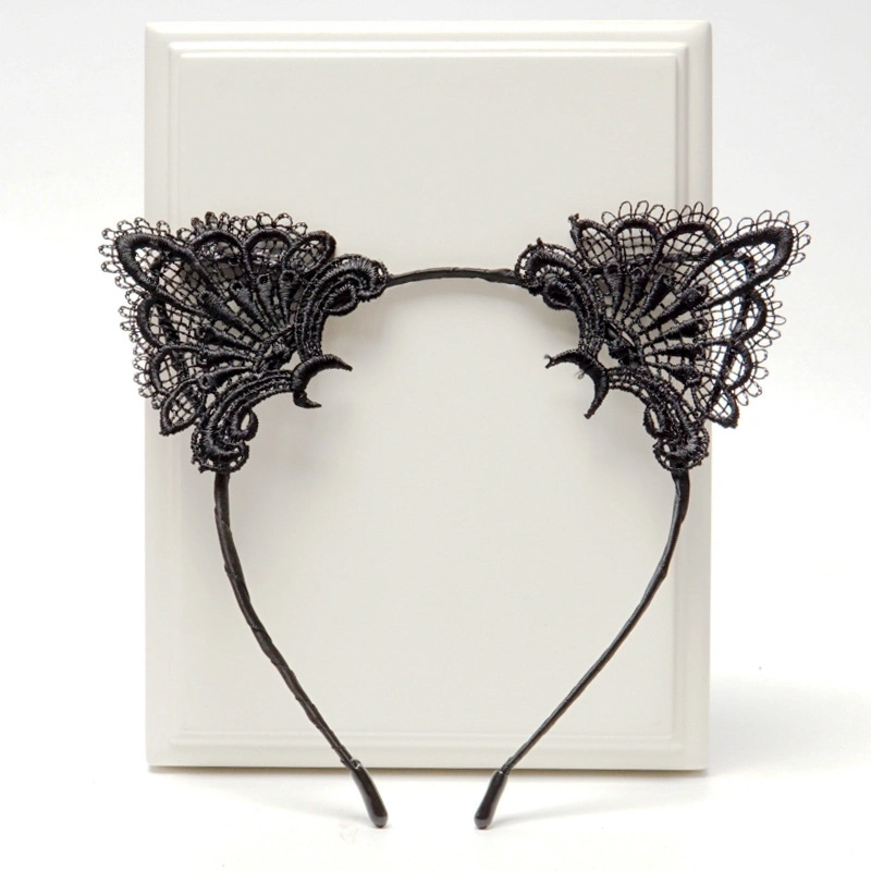 Cute Sexy Black Lace Cat Ears Hair Hoop Lace Headband Hair Band