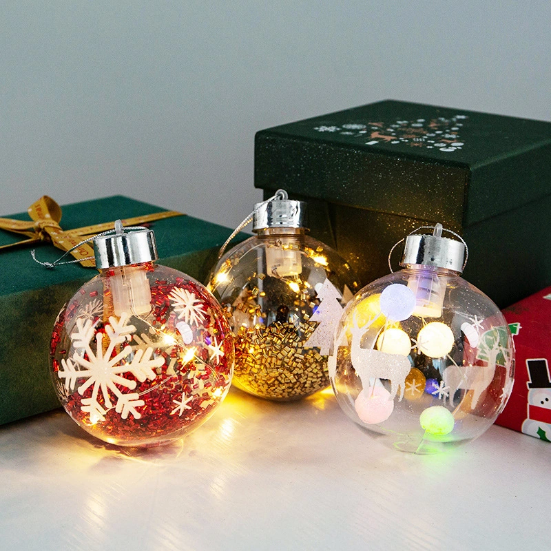 Christmas Ball Christmas Ornaments Creative Transparent Christmas Tree Pendant Ball LED Luminous Christmas Light