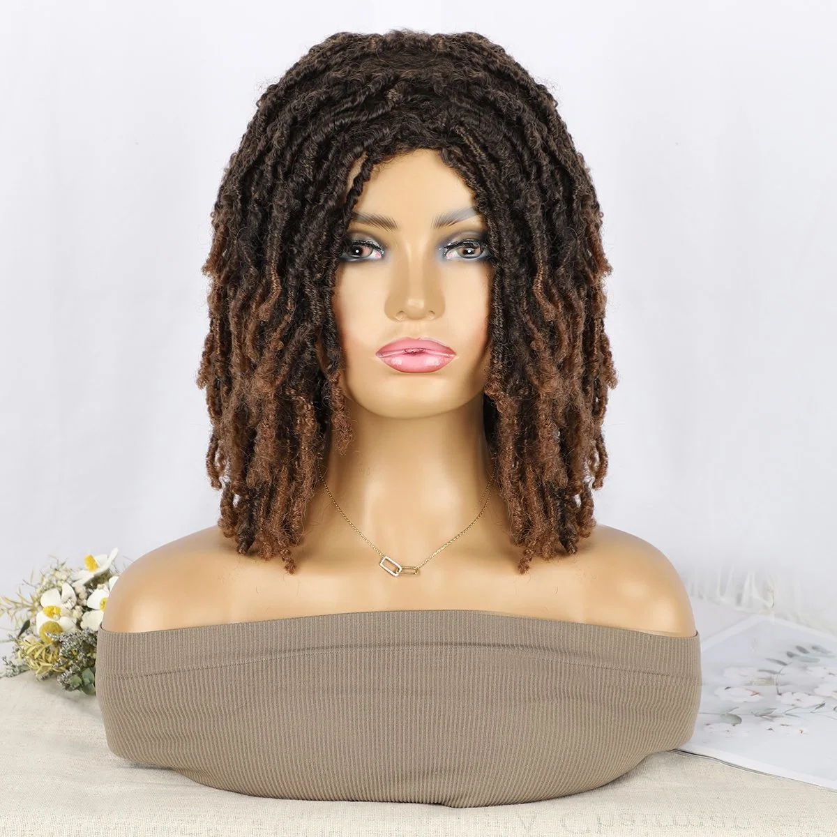 Short Faux Locs Bob Twisted African Curl Dreadlocks Crochet Hair Synthetic Wig