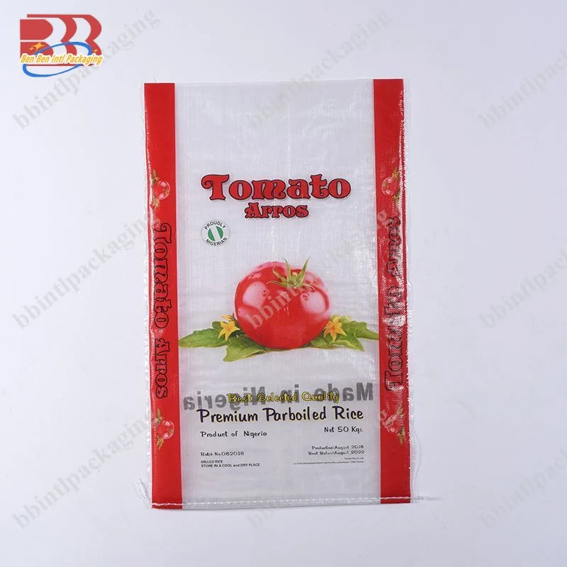 Rice Bag 25kg 50kg Plastic Sand Cement Packaging Bags Poly PP Woven Sacks PP Bag with Laminated Coat Film for Chemical Fertilizer Sand Bag