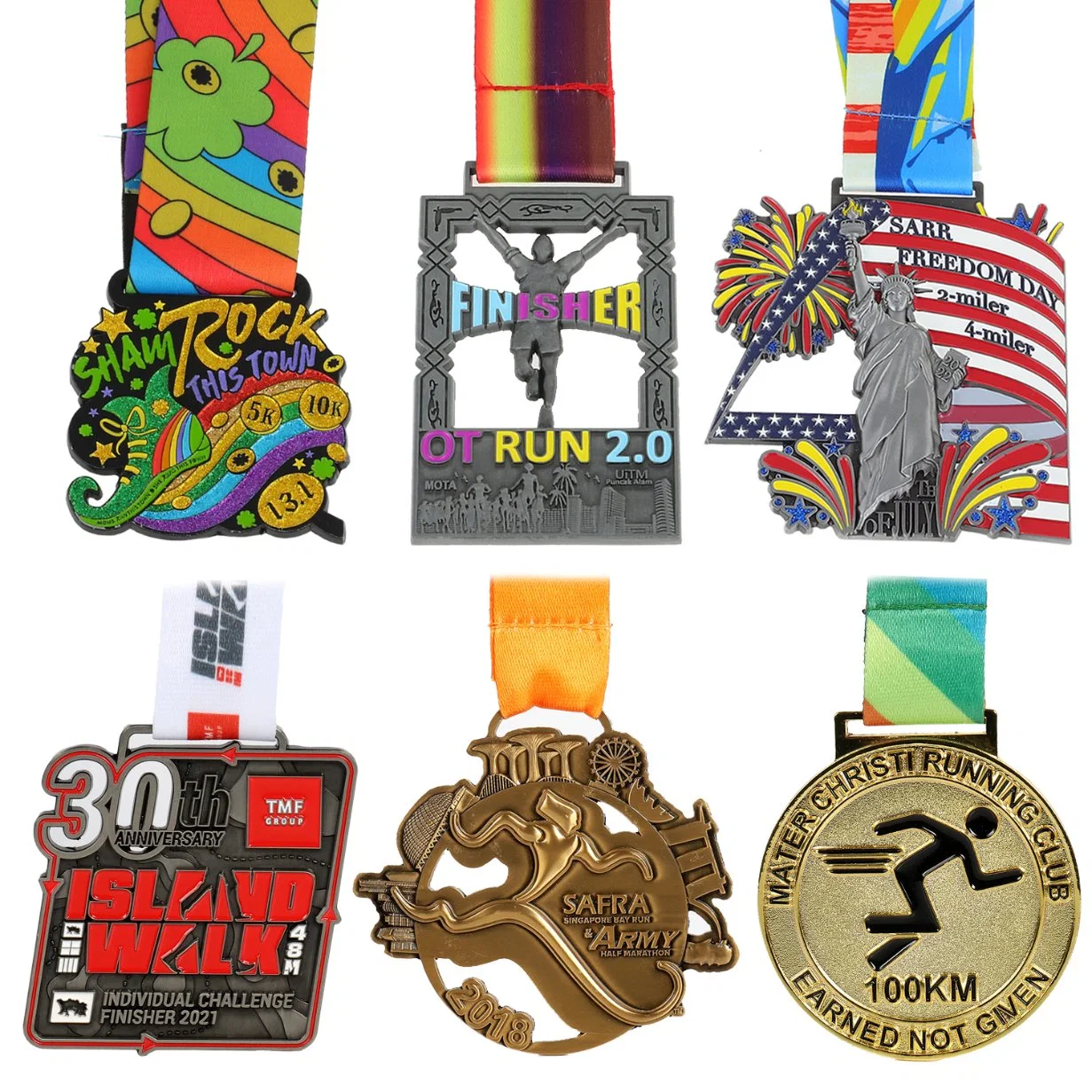 Fábrica china personalizada de medallas de metal chapadas en oro en 3D para torneos de finalistas de taekwondo, maratones, carreras deportivas y militares con cordón