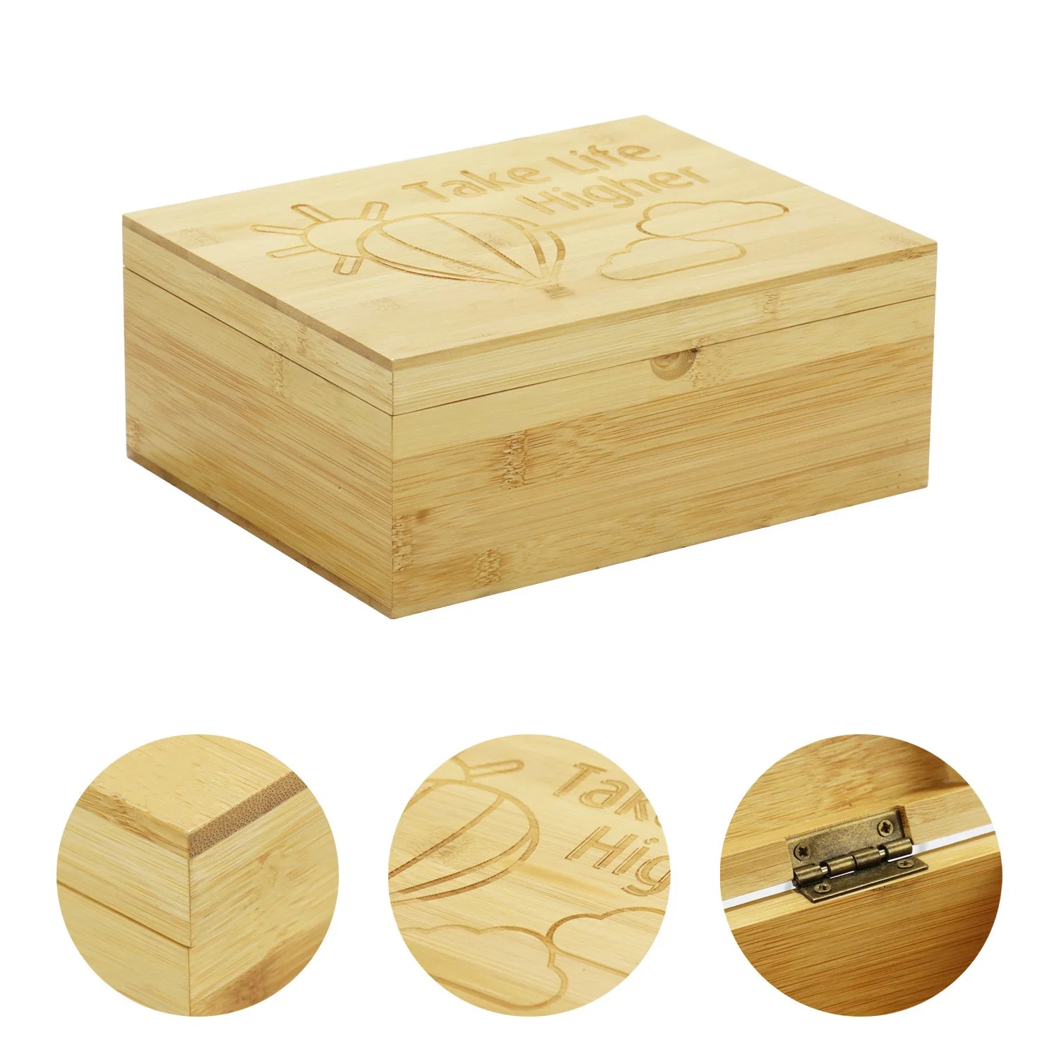 Madera maciza de almacenamiento de bambú hechas a mano naturales de la artesanía de regalo cajas de embalaje