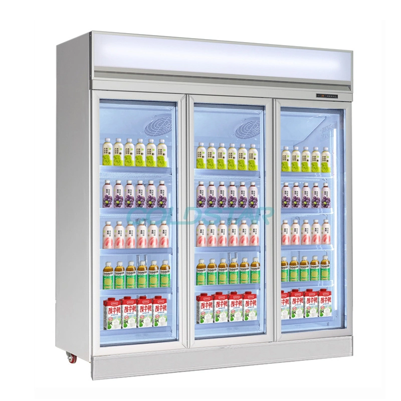 Supermarket Refrigerator 2 Door Direct Cooling Glass Display Rack