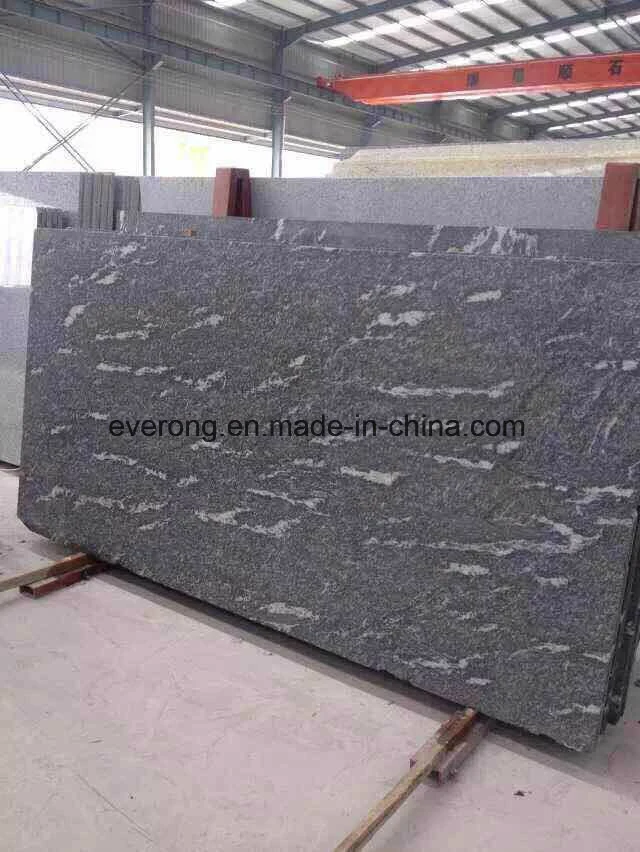 China Jet Black Mist nieve losa de granito gris con venas blancas en venta