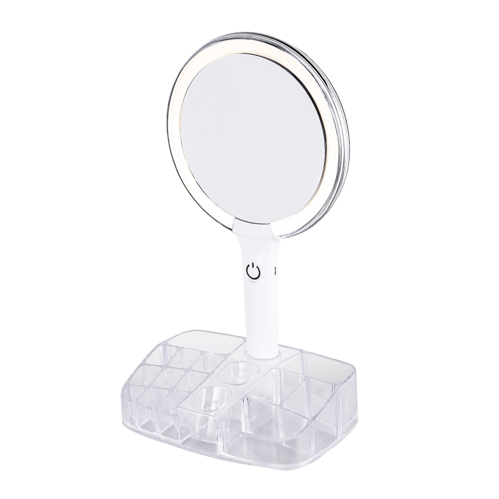 Double Side 10X Magnifying Table Vanity LED Lighted Travel Hand-Held Makeup Mirror