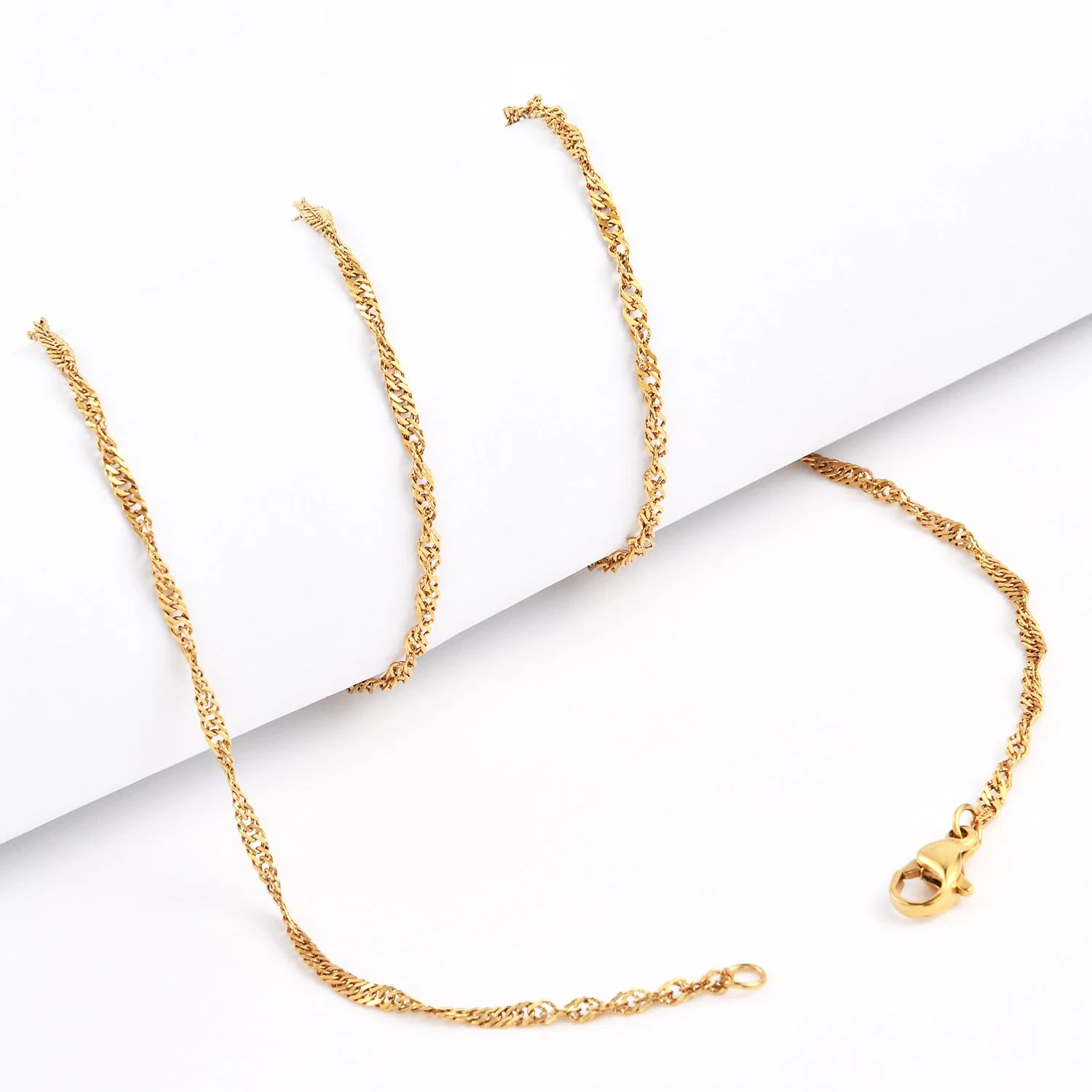 Stainless Steel Necklace Making Double Curb Singapore Chain Fashion Jewelry for Lady Gift Design