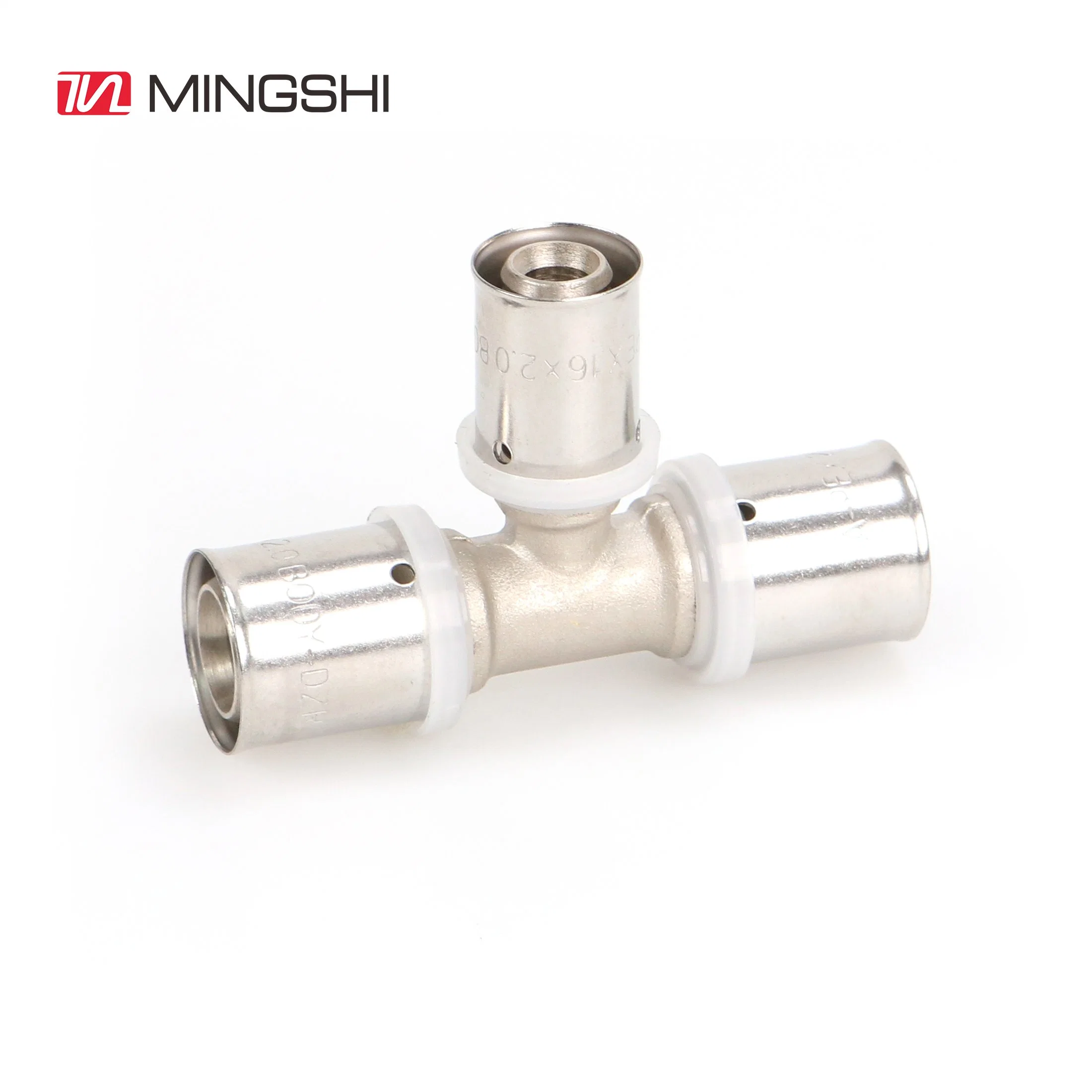 Mingshi Equal Tee Brass U Profile Press Fittings for Pluming Multilayer Pex Pert Water and Gas Pipe