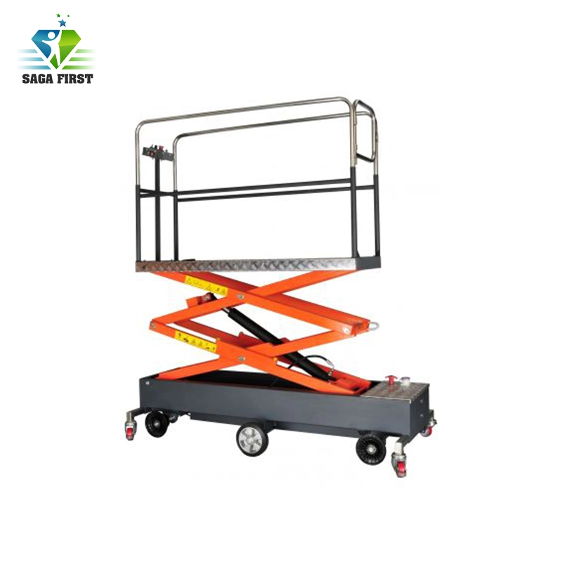 Movable Warehouse 3m 4m Scissor Lift Platform 200kg 300kg Greenhouse Pipe Rail Trolley