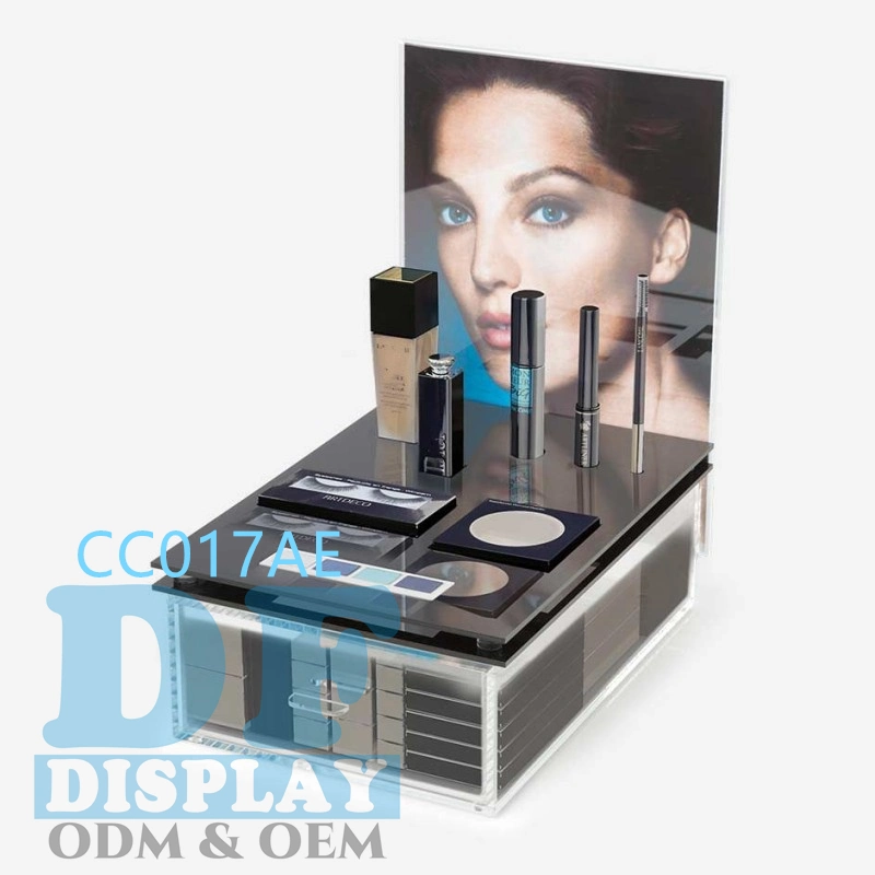 Acrylic Cosmetic Skincare Display Cosmetics Storage Counter Cosmetics Makeup Displays Lipstick/Mascara Brush Display Stand Tray