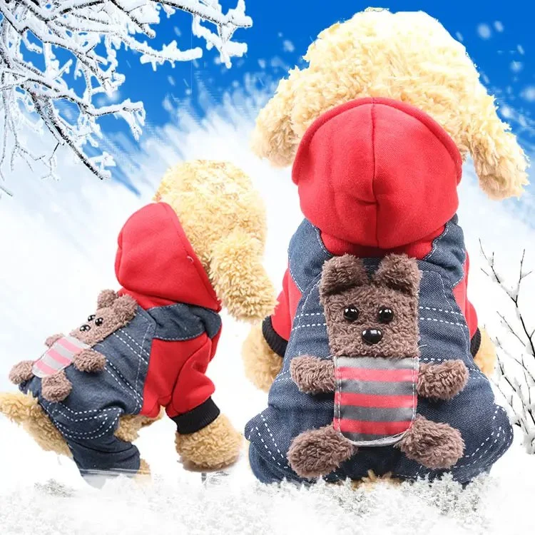 Pet Clothes 2023 with Bears Wholesale Dog Accessories Pet Sweater Winter Clothes Warm Fashion Pet Apparel Dog Clothes