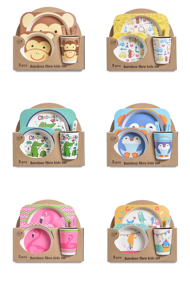 Cute Animal Design Cartoon Melamine Bamboo Fiber Sets for Kids