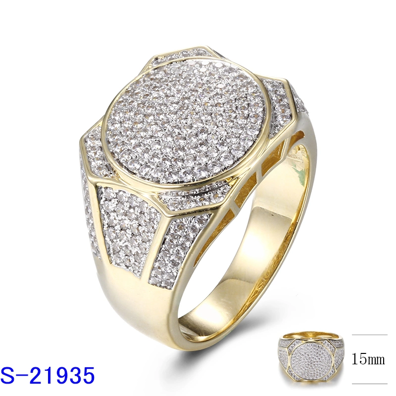 Factory Hotsale 925 Sterling Silver Fashion Hip Hop Pop Jewelry Micro Pave Cubic Zirconia Ring for Men