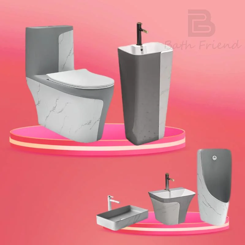 Green Gold Toilet Basin Set One Piece Commode Bathroom Water Closet Ceramic Green Urinal Toilet Set