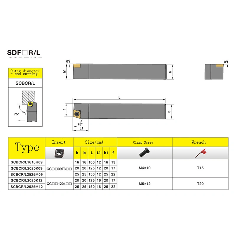 12mm 16mm Scbcr CNC Turning Arbor Lathe Cutter Bar Hole Processing Ccmt 09 06 Clamped Steel Toolholders External Boring Tool