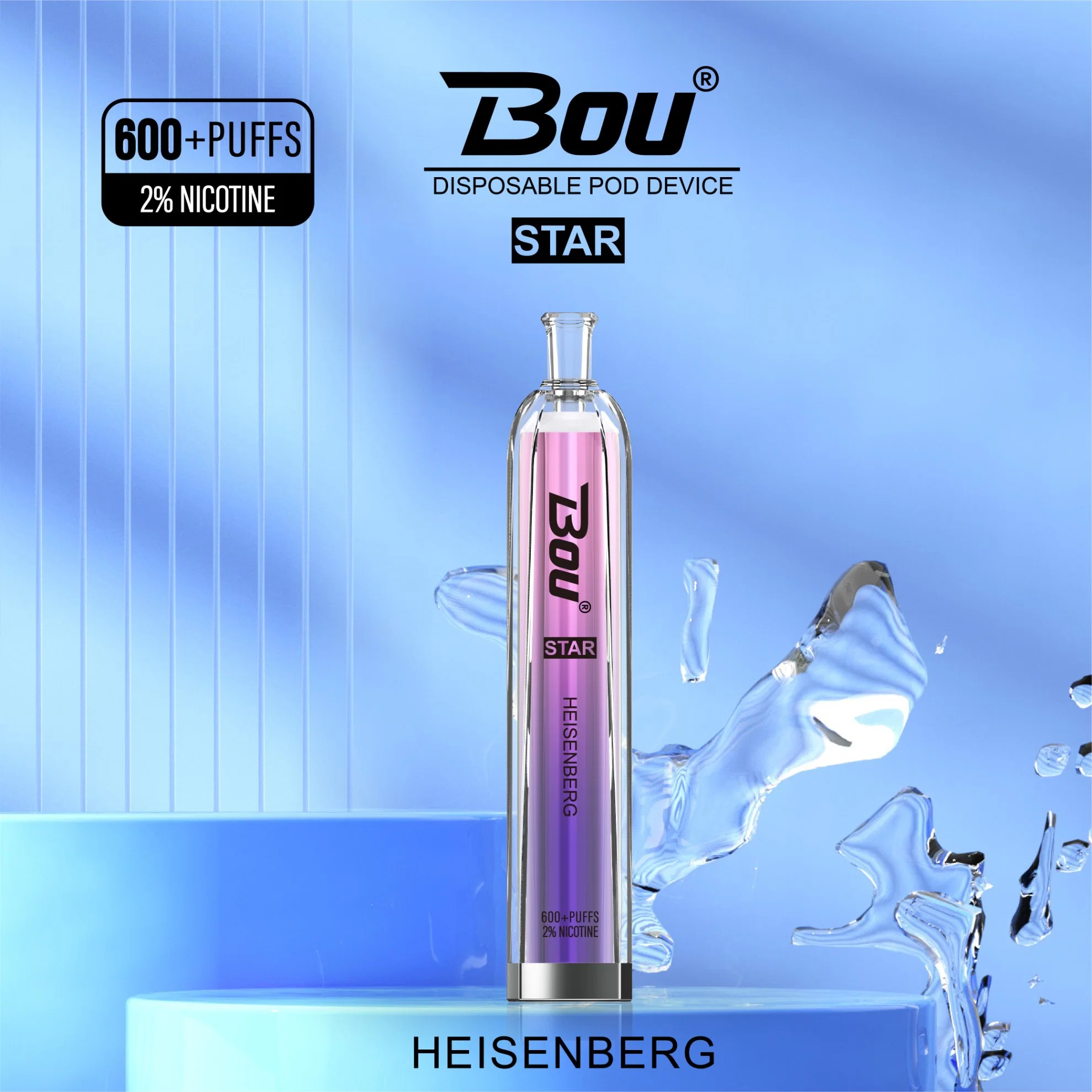 Großhandel Crystal Finish Einweg Vape Pen Hookah E Zigarette Bou 600 Puff Bar mit 500mAh Wape Vaporizer Elektro Pod