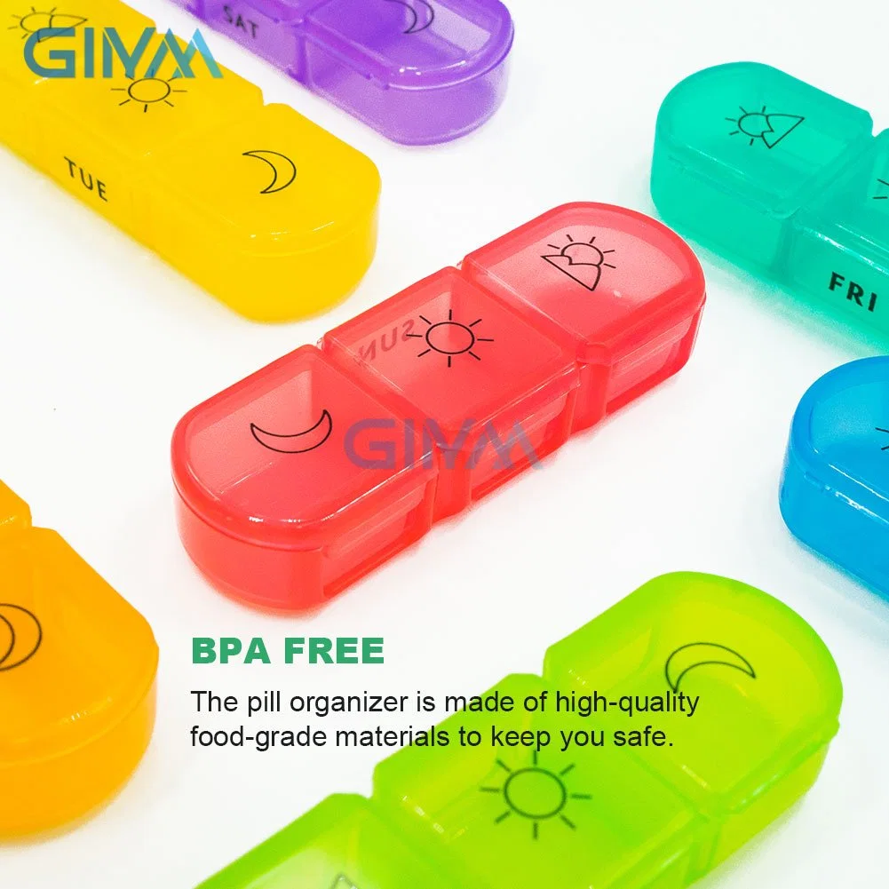 Factory Supply Weekly Pill Box with Clear Plastic Case Travel Pill Organizer