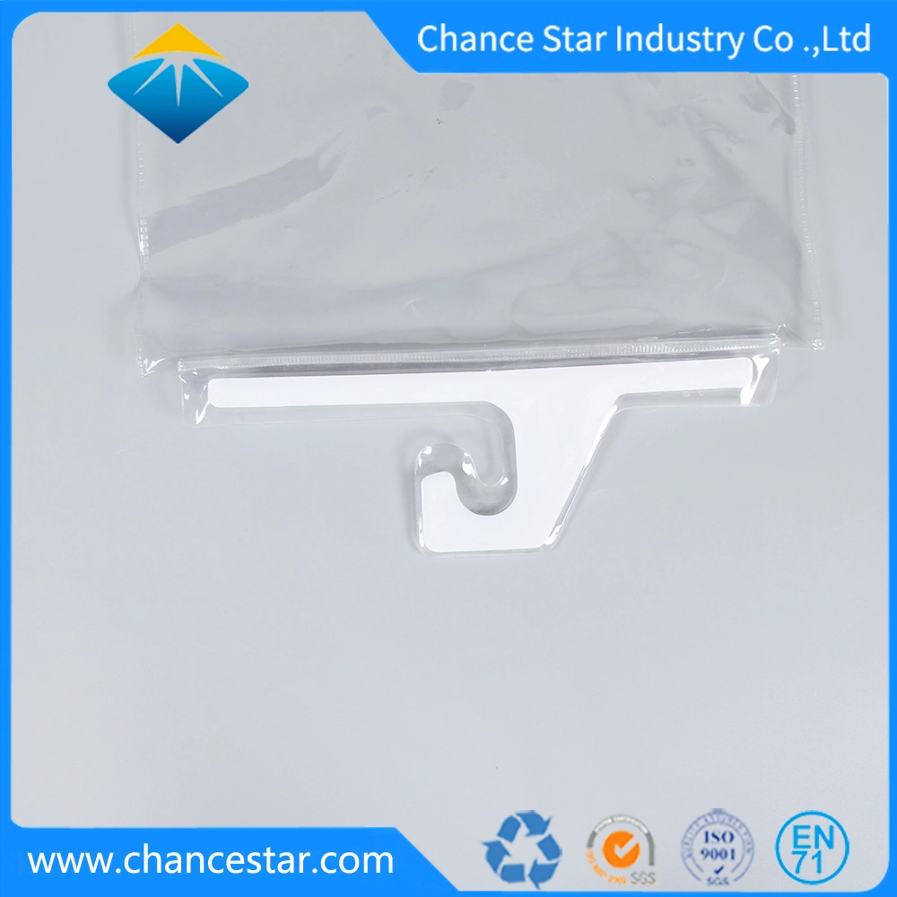 Custom Clear Packaging PVC Zipper Hanger Bag with Magic Sticker