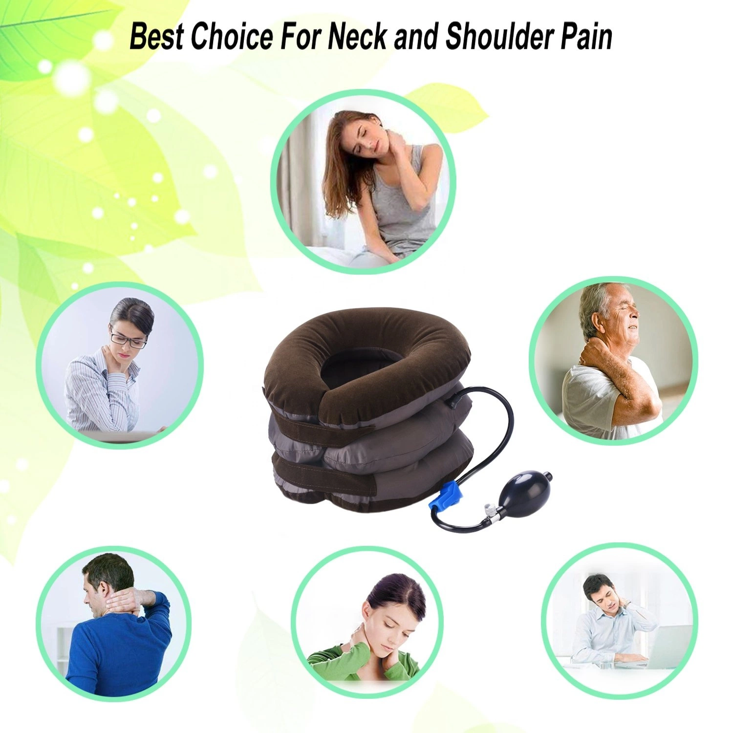 Adjustable Soft Rubber Inflatable Cervical Collar Neck Brace Support