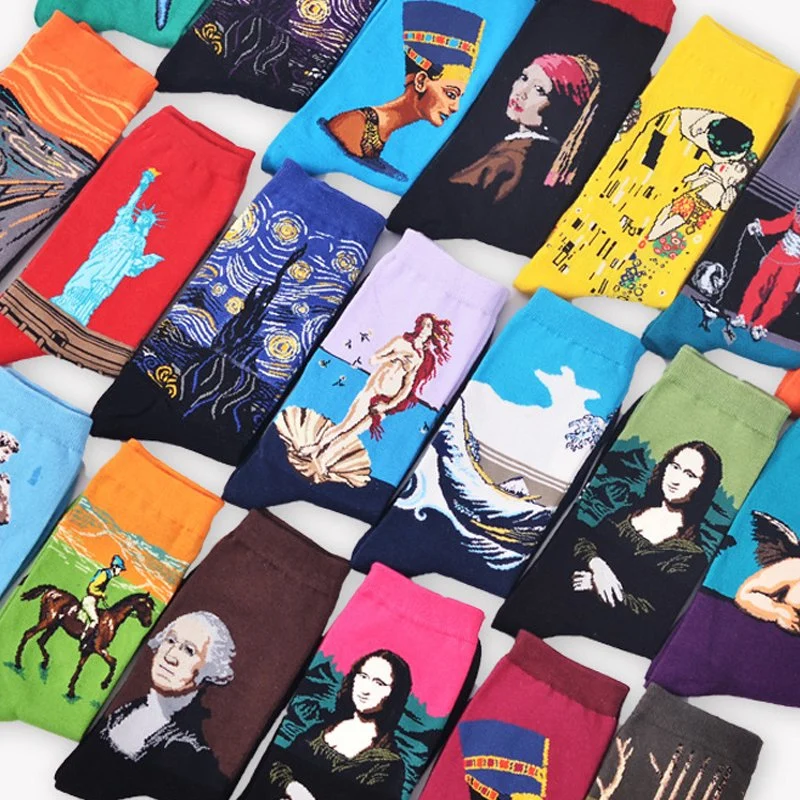 Cotton Socks Men Starry Night Winter Retro Women Personality Art Van Gogh Socks Oil Painting Socks Funny Happy Socks Male Socken