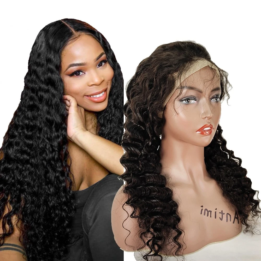 Cheap Factory Wholesale 100 Raw Human Hair Vendors Natural Deep Wave 360 Full Lace Wigs for Black Women